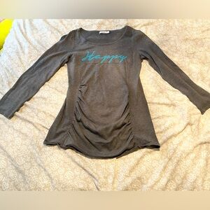 (5 for $15) Reitmans Grey "HAPPY" Sweater Top